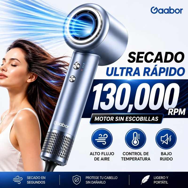 Secador de pelo iónico cerámico Gaabor Radiance con difusor blanco HD-M01A